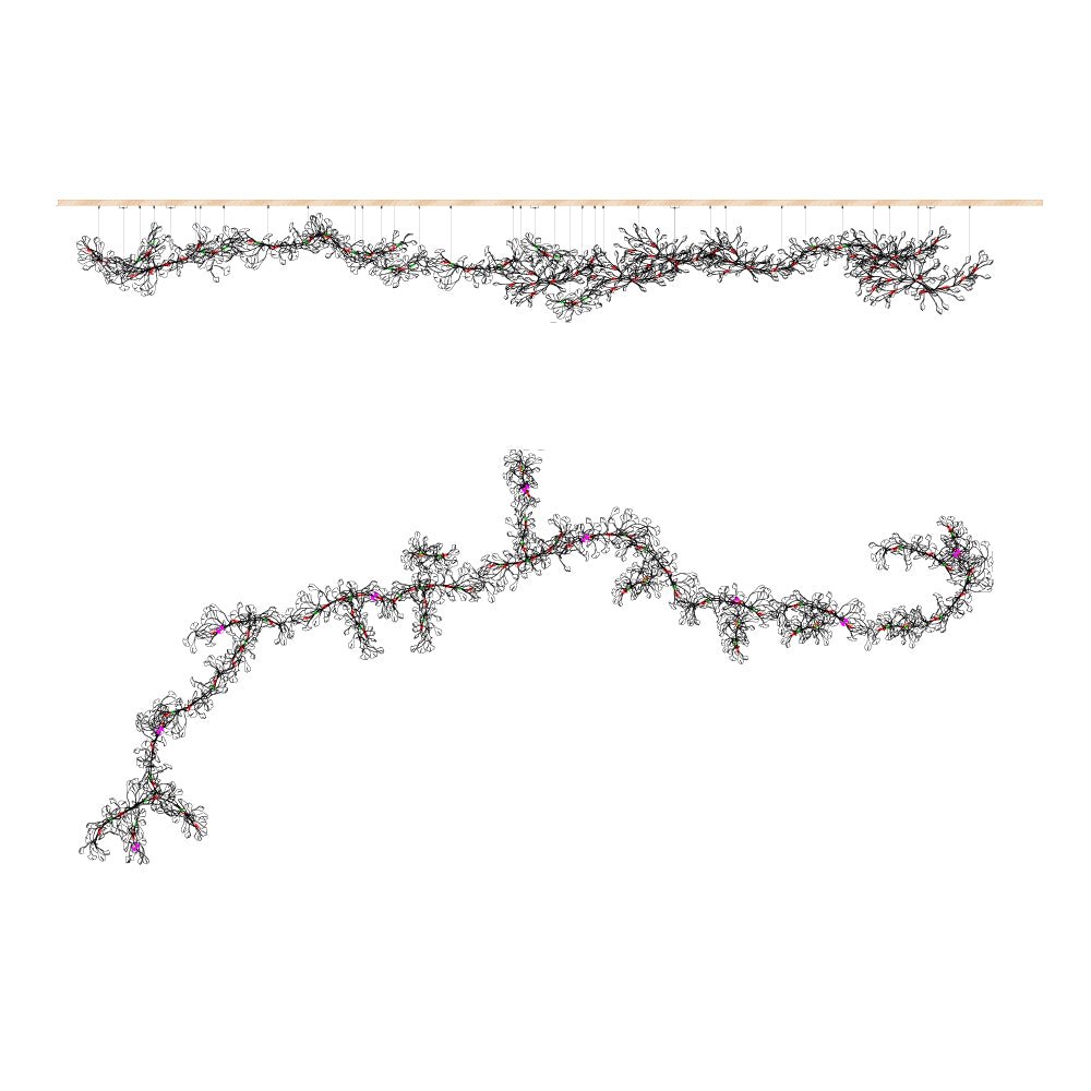 Carias Ceramic Ginkgo Pendant Light Extended