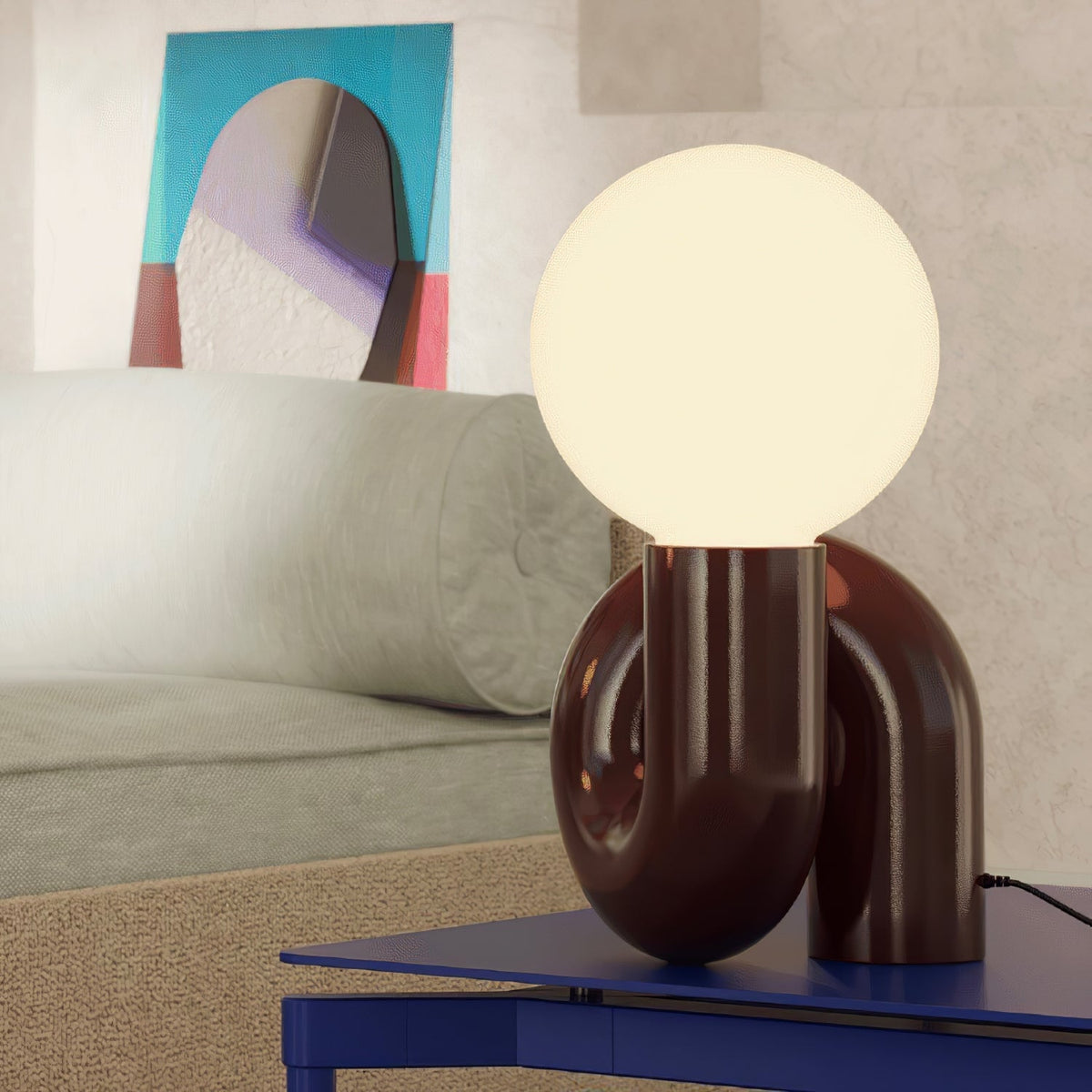 Dark brown table lamp on a table