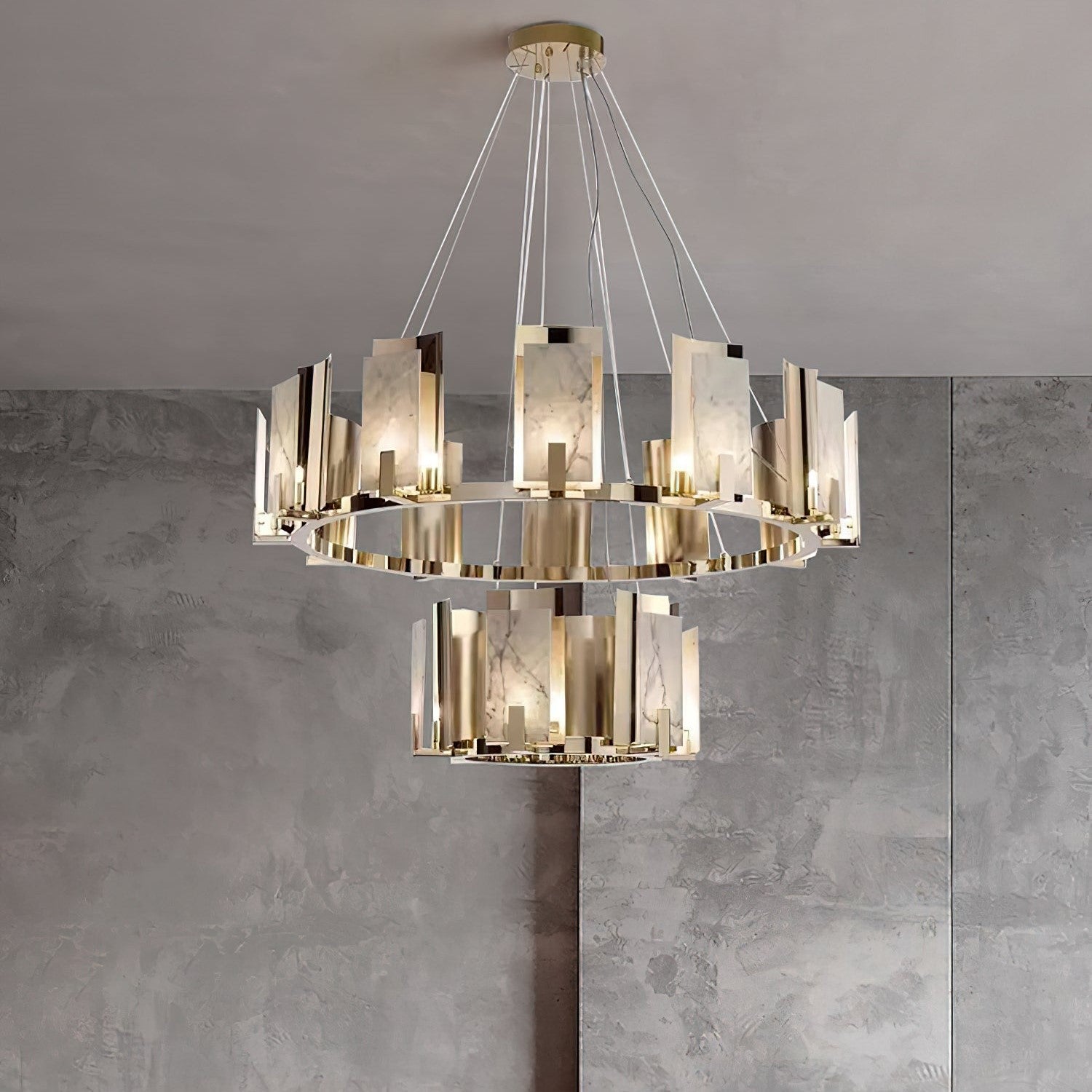 Cub Alabaster Chandeliers