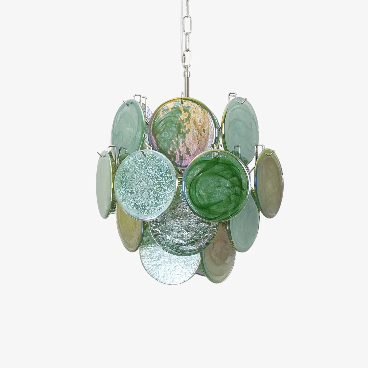 Murano Green Disc Chandelier 24