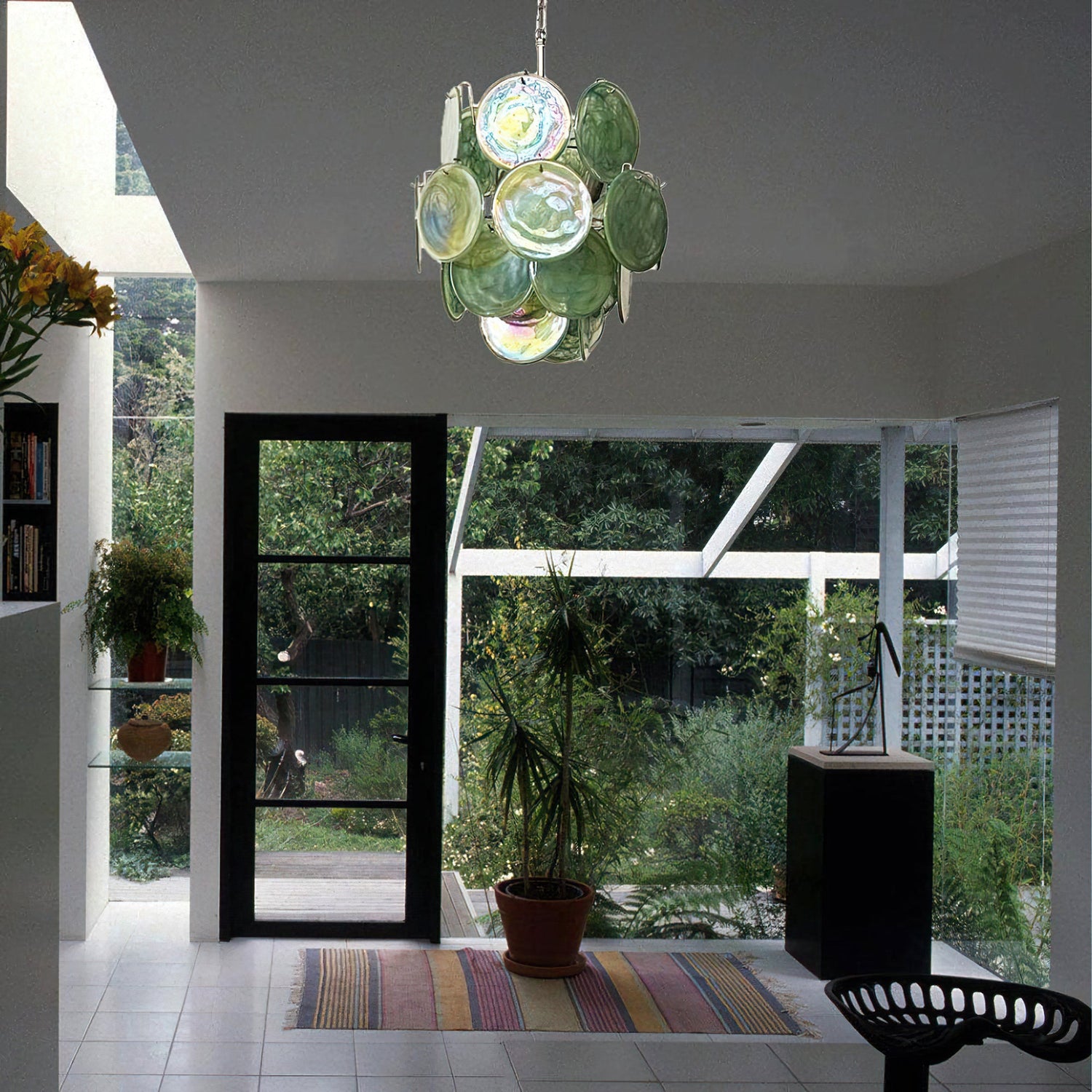 Murano Green Disc Chandelier 24