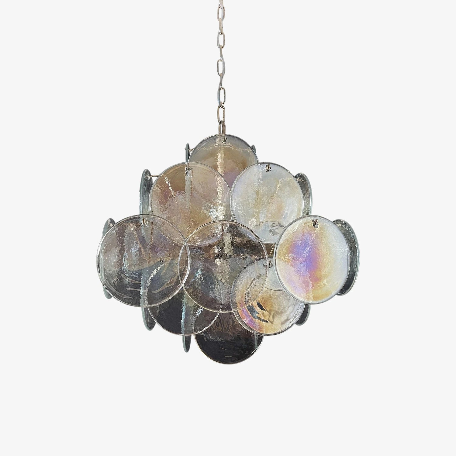 Murano Iridescent Grit Disc Chandelier 36