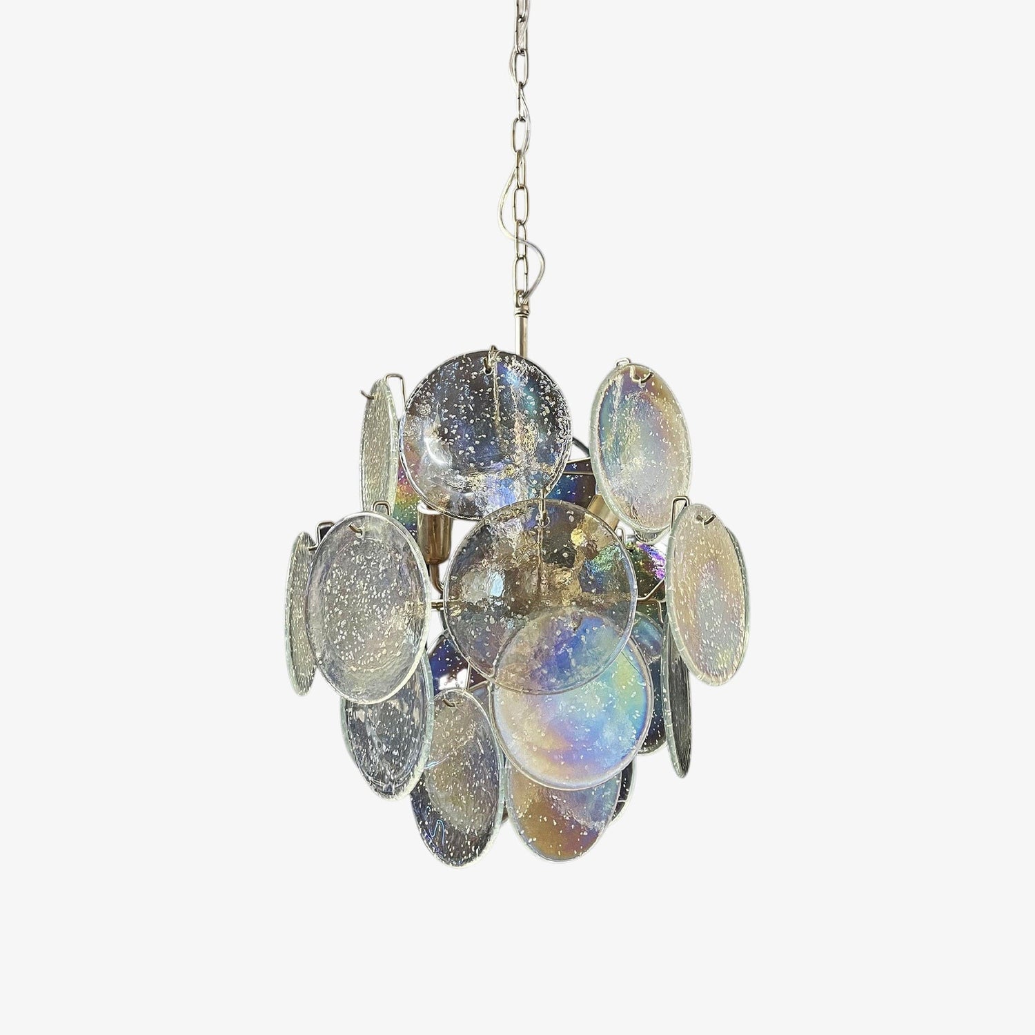 Murano Iridescent Grit Disc Chandelier 24