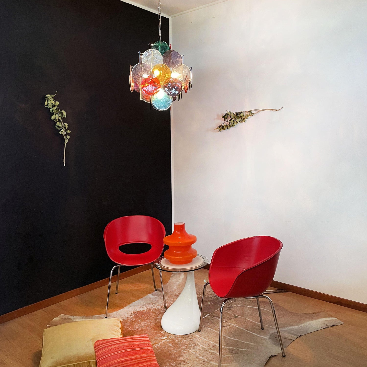 Murano Multicolored Disc Chandelier 36