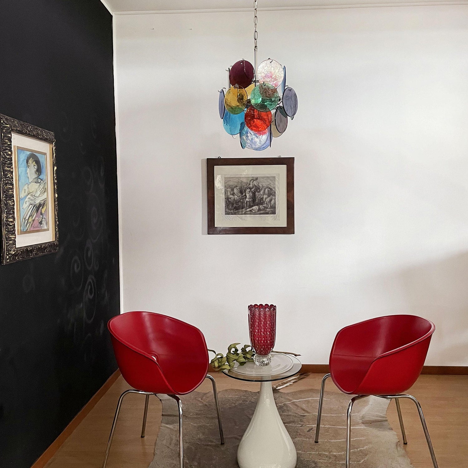 Murano Multicolored Disc Chandelier 24