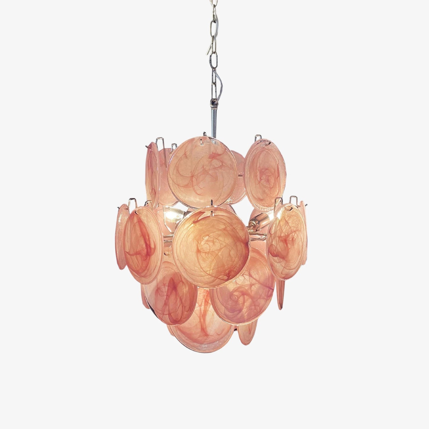 Murano Pink Disc Chandelier 24