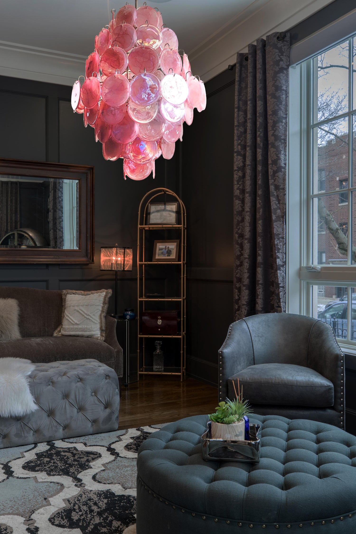 Murano Pink Disc Chandelier 87