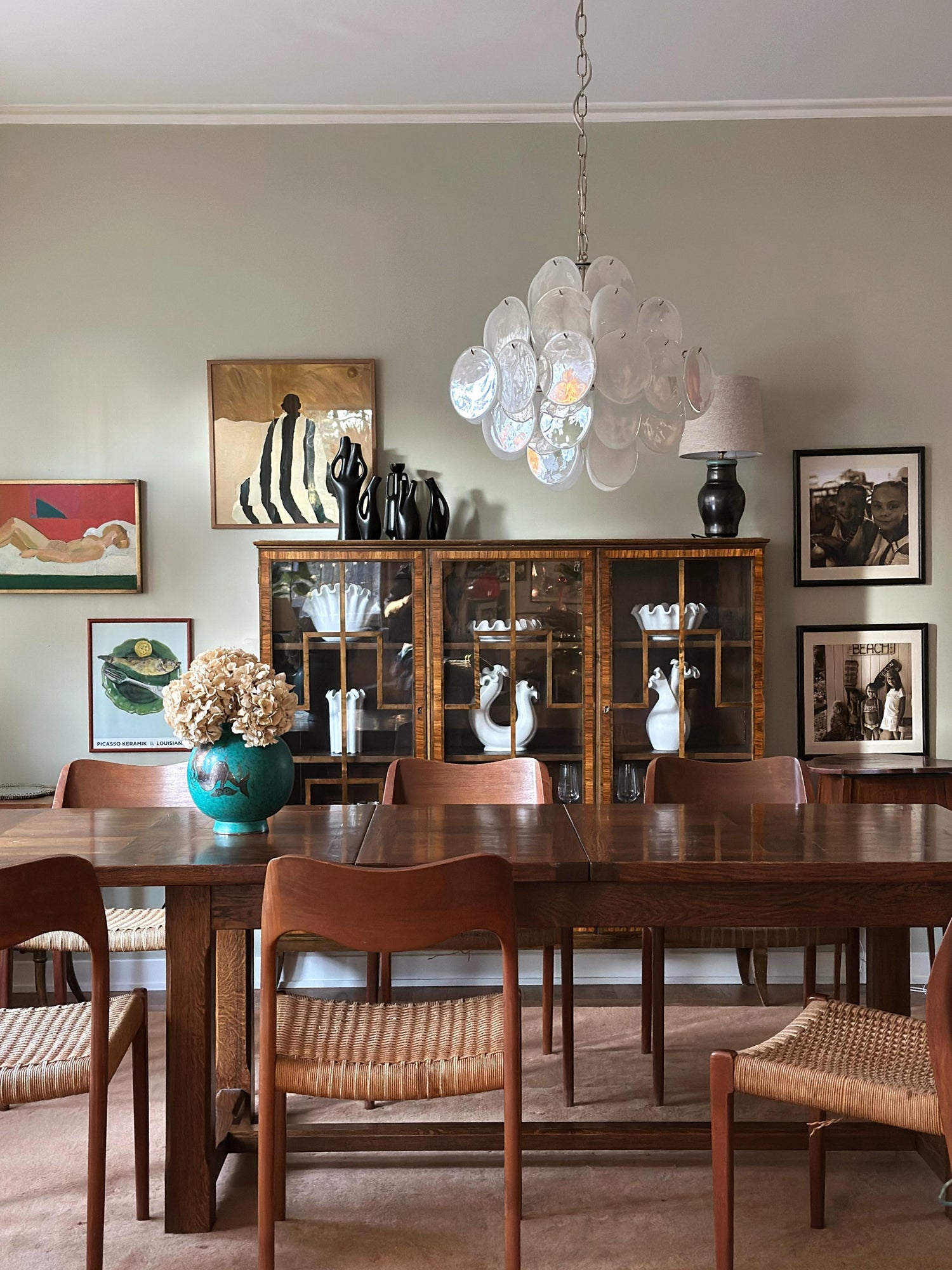 Murano White Disc Chandelier 36