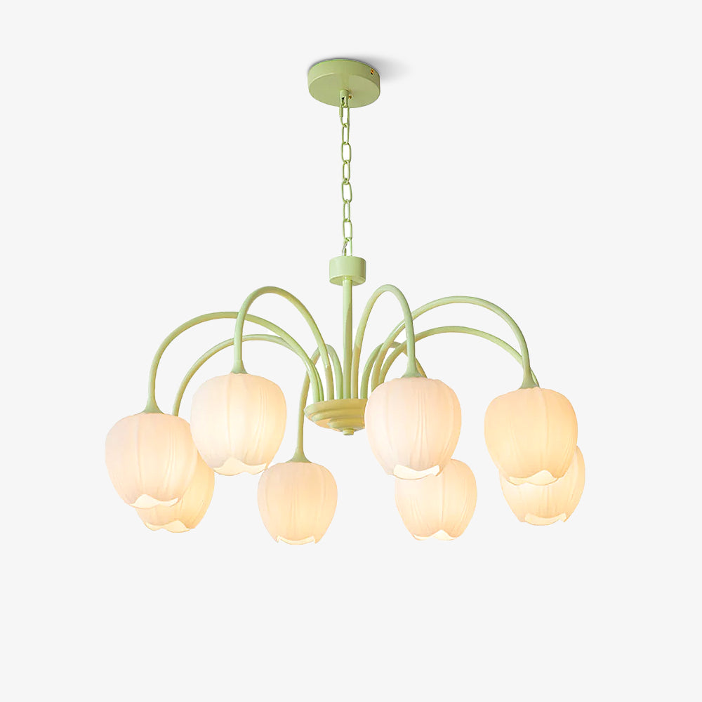 Flower lampshade chandelier with green color 