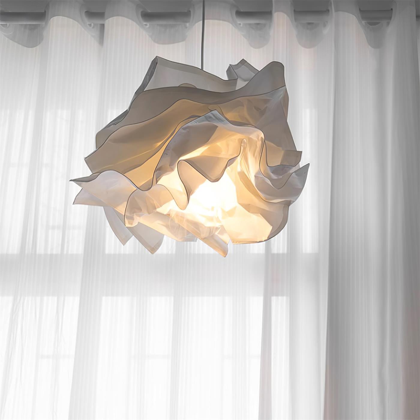 A pendant lighting is glowing