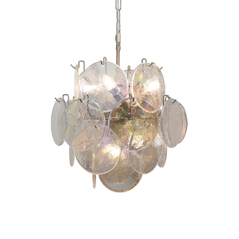 Murano Iridescent Grit Disc Chandelier 24