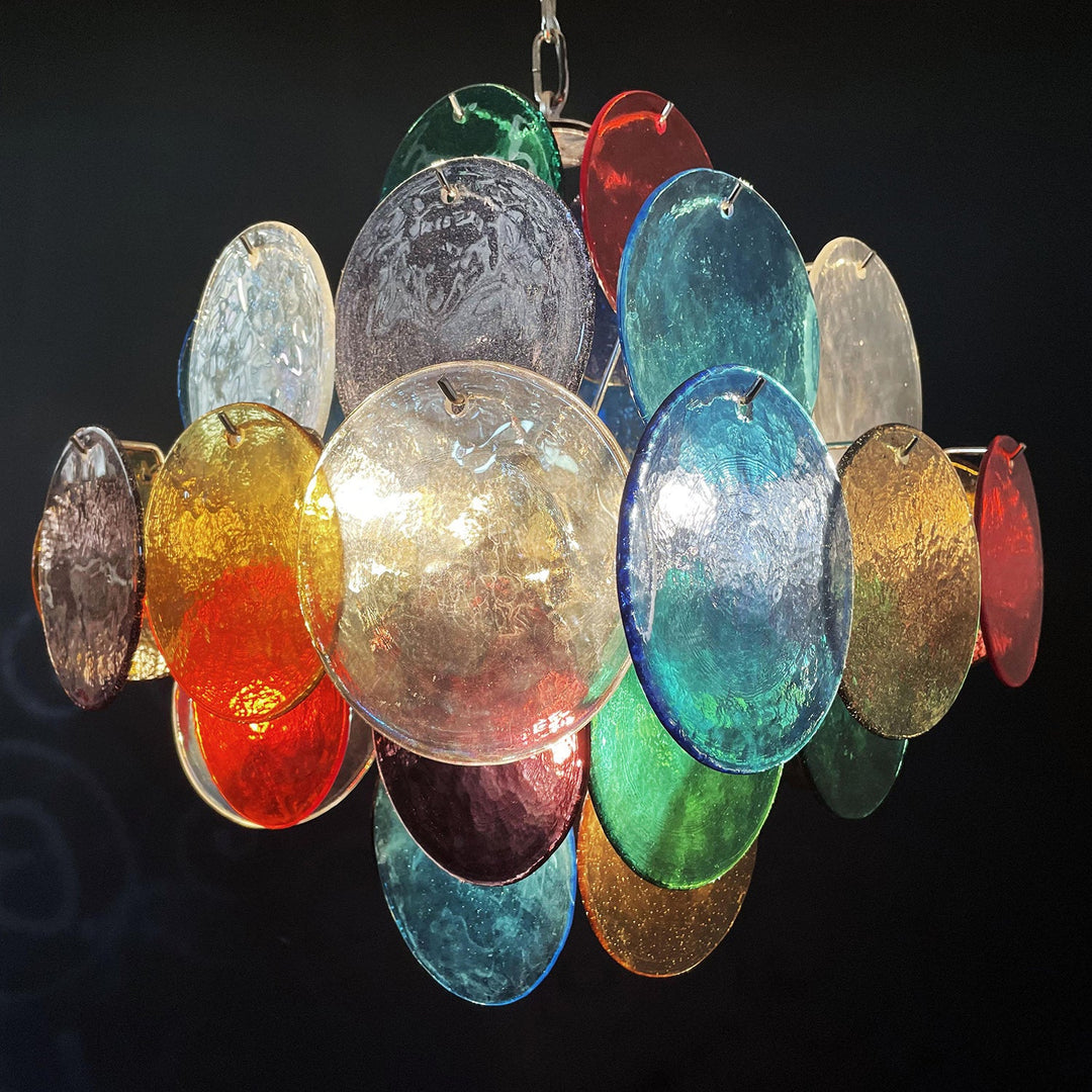 Murano Multicolored Disc Chandelier 36