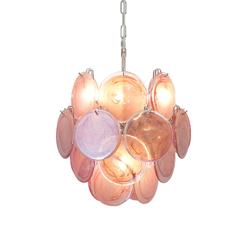 Murano Pink Disc Chandelier 24