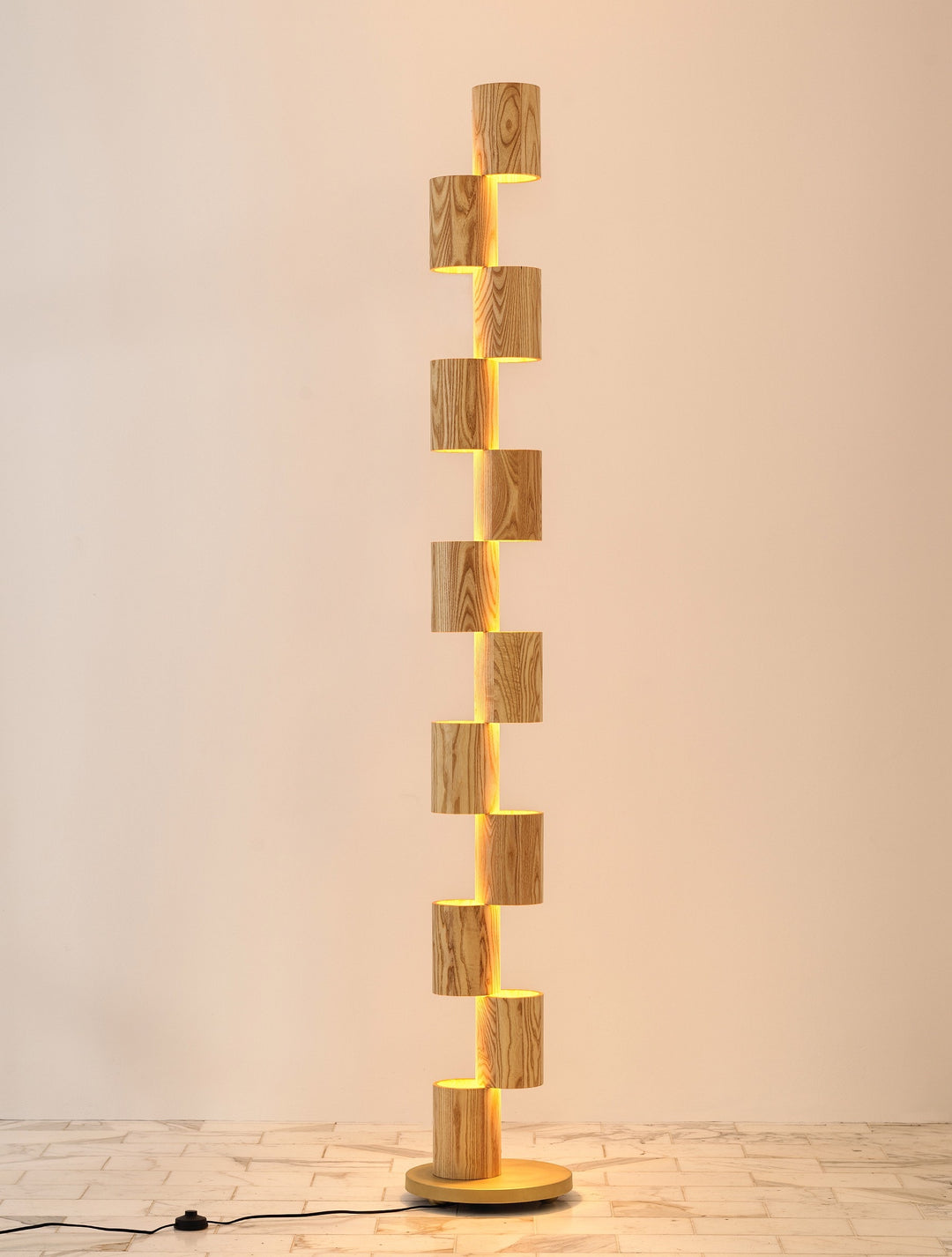 Wood Totem Floor Lamp