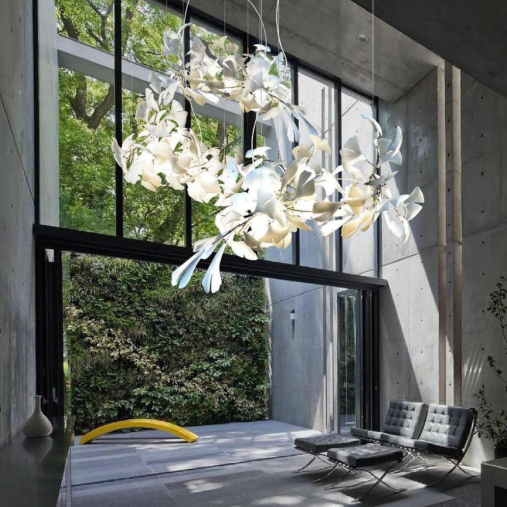 Carias Ceramic Ginkgo Pendant Light Extended