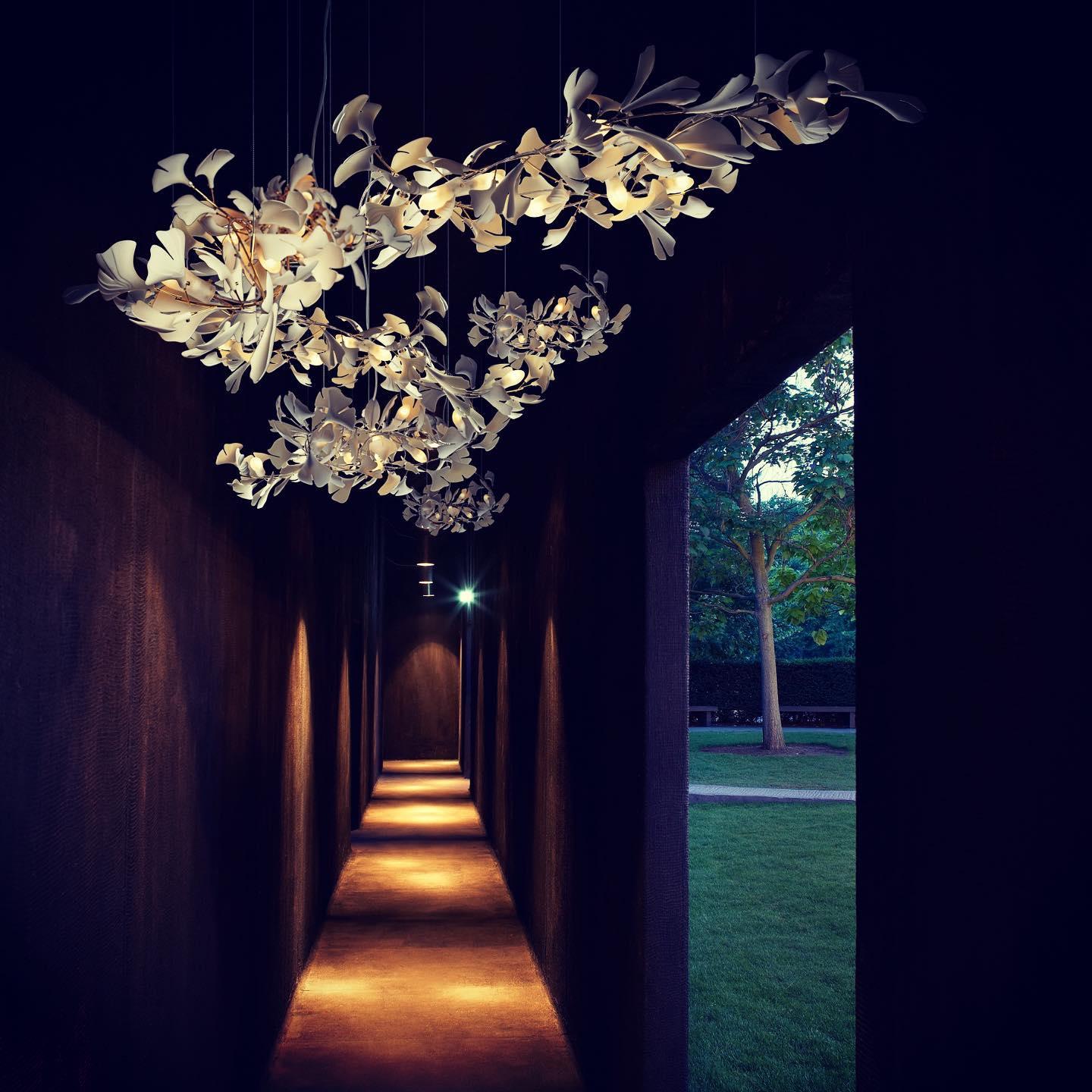 Carias Ceramic Ginkgo Pendant Light Extended
