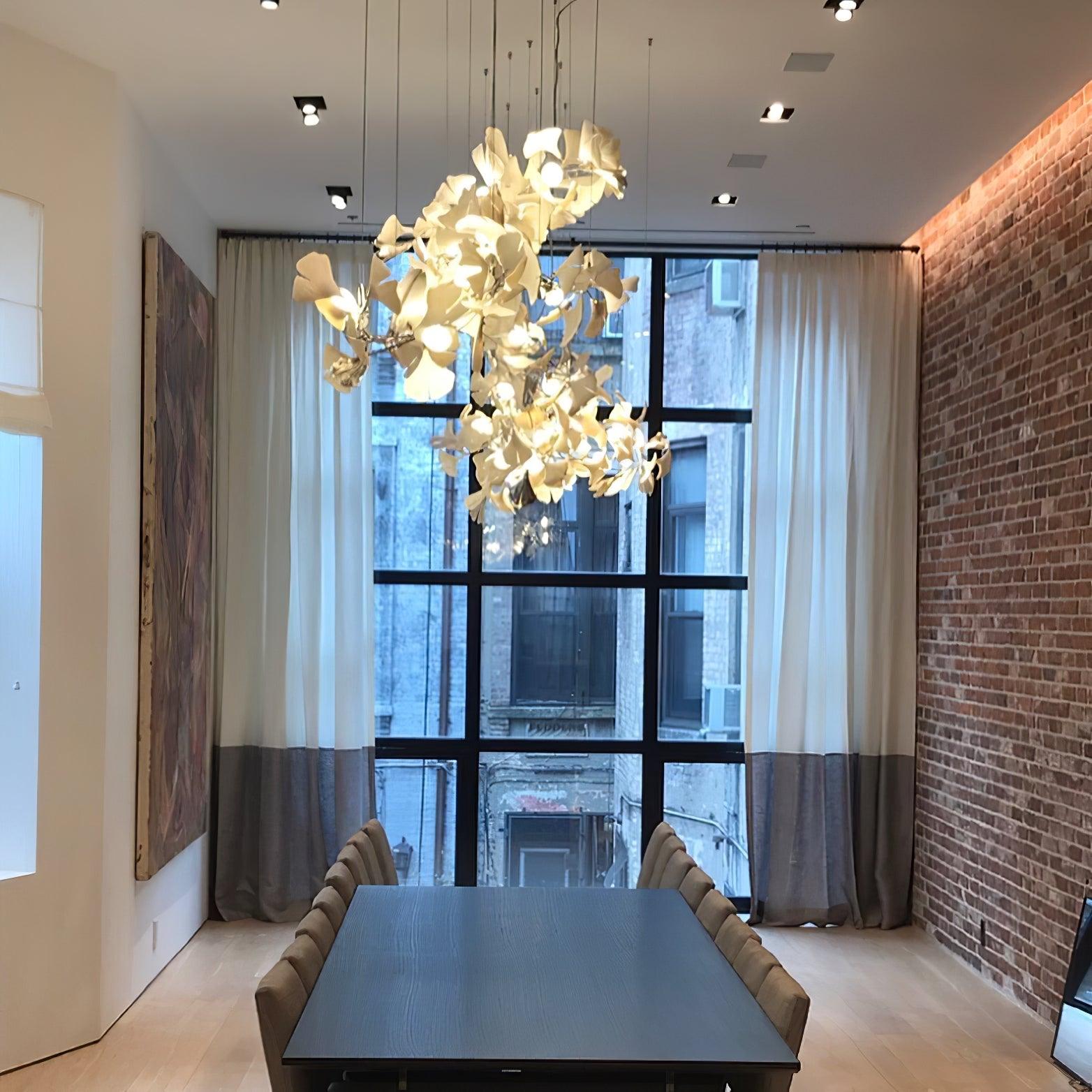Carias Ceramic Ginkgo Pendant Light Extended