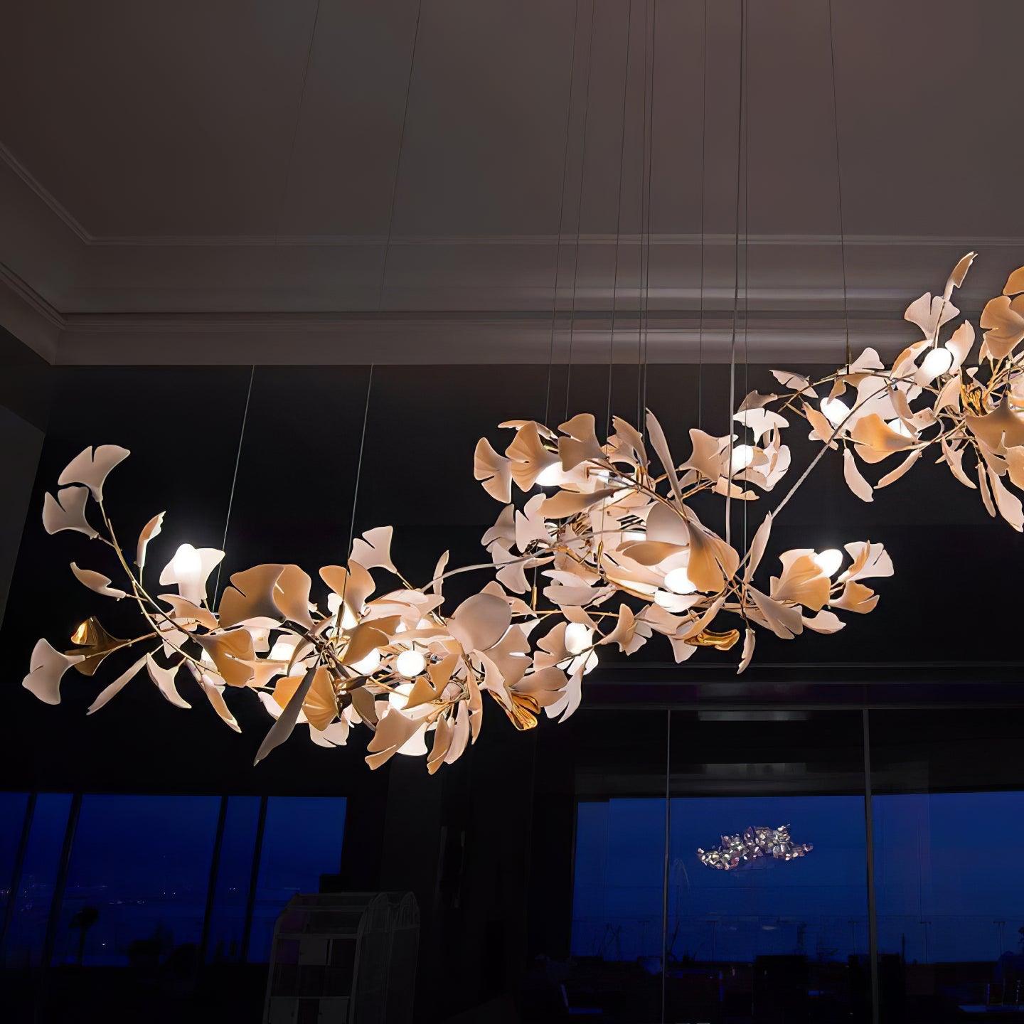 Carias Ceramic Ginkgo Pendant Light Extended
