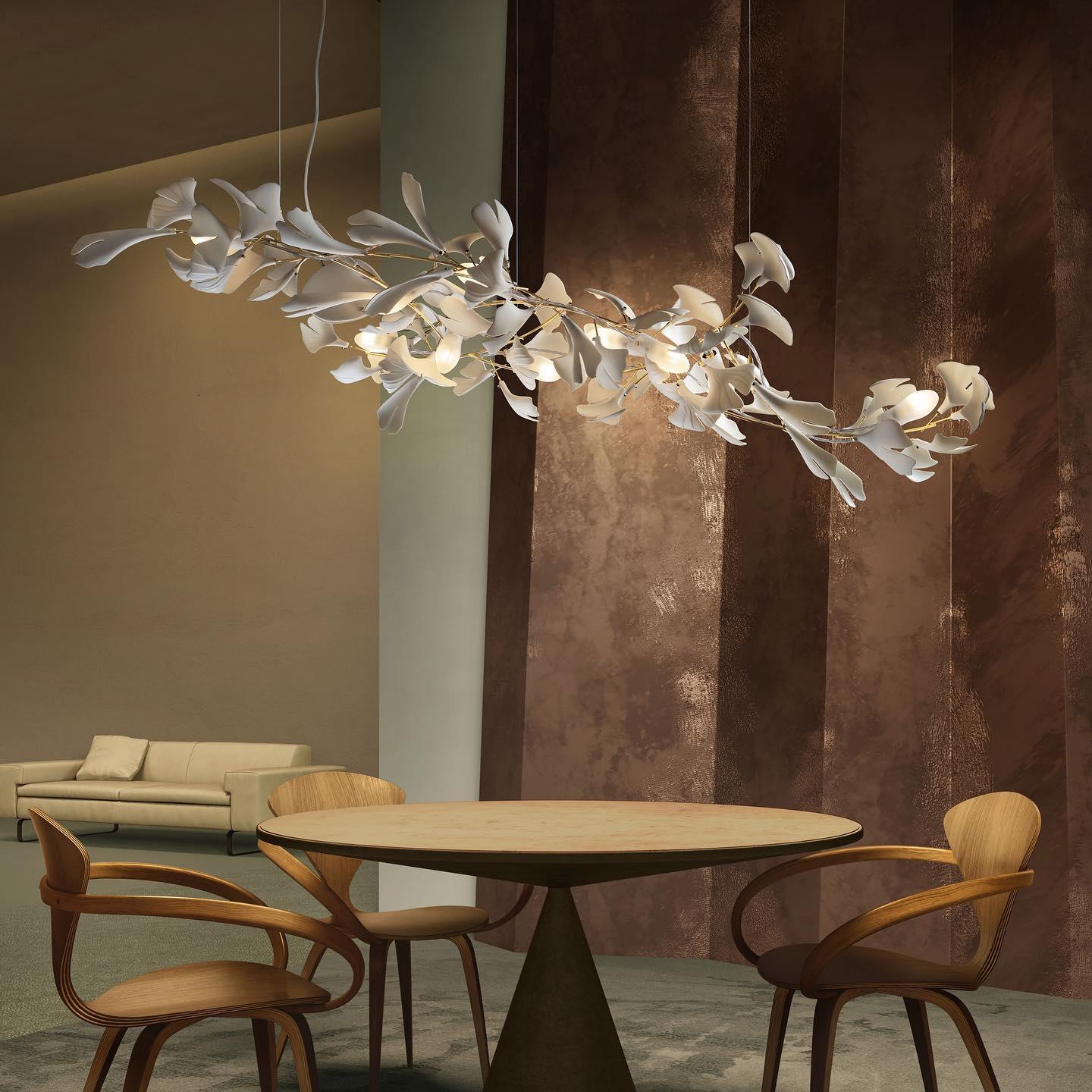 Carias Ceramic Ginkgo Pendant Light Extended